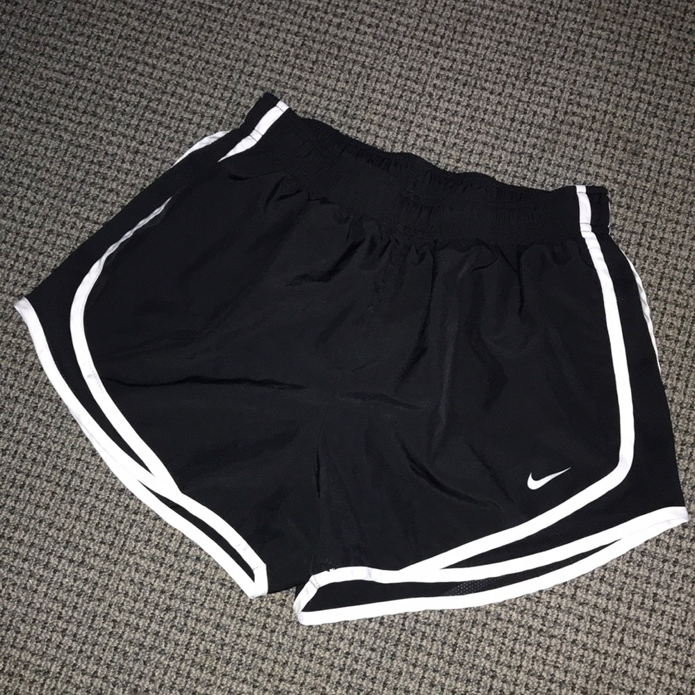 Nike Black Athletic Shorts with White Piping